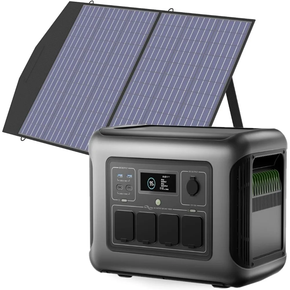 

1600W 1056Wh Portable Power Station with 100W SP027 Solar Panel, R1500 LITE(Peak 3200w) Solar Generator, LiFePO4 Battery