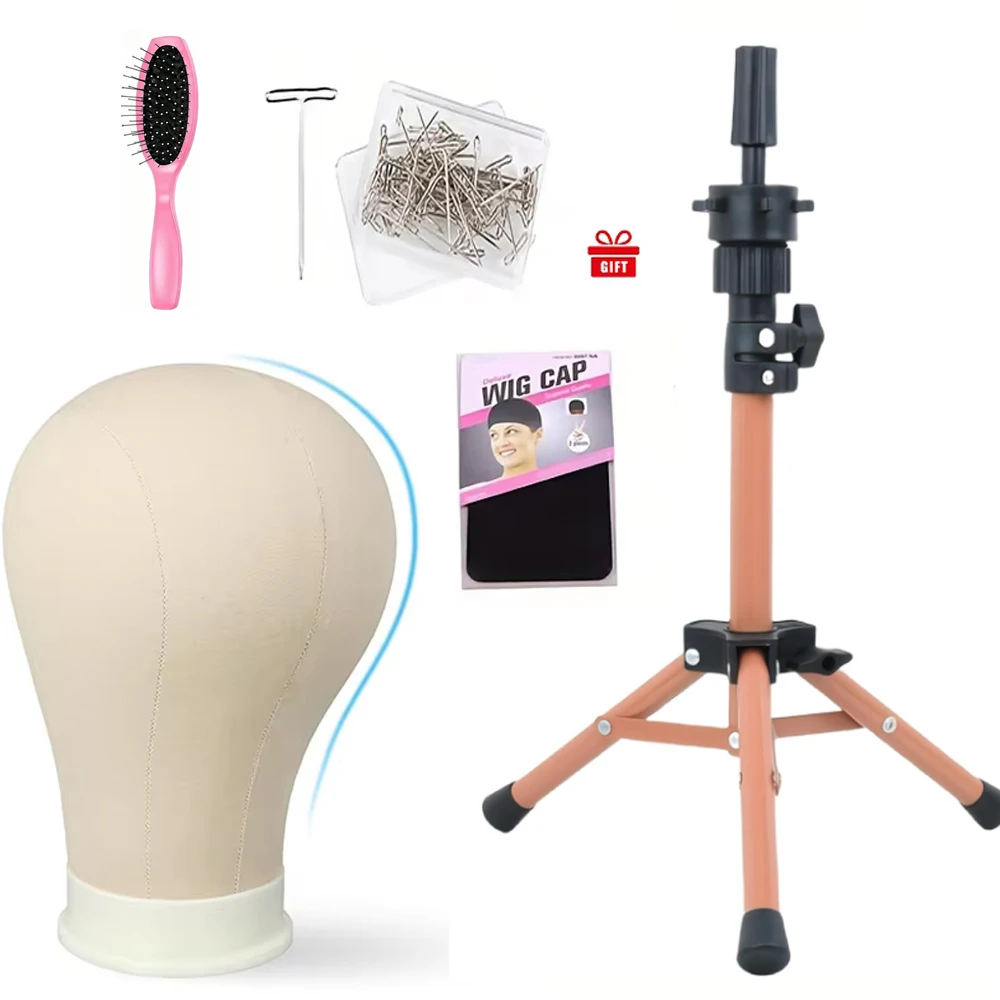 Styling Practice Mannequin Head Set with Adjustable Stand
