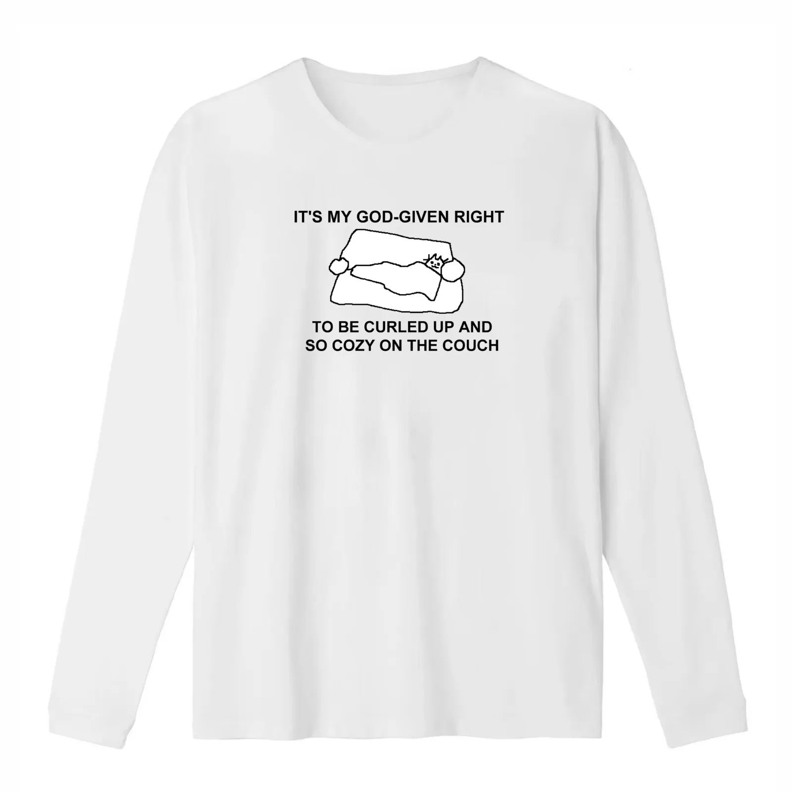 cozy on the couch T-Shirt Summer Casual Cotton Tee Oversized Streetwear Tops Vintage Graphic Print Loose Fit Short Sleeve