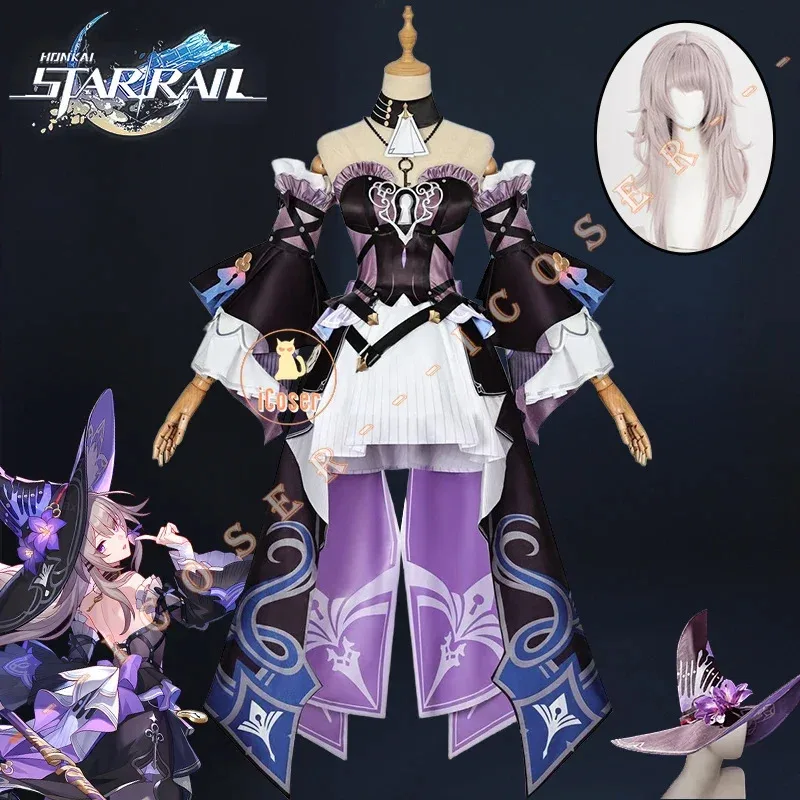 Honkai Star Rail The Herta Cosplay disfraz peluca vestido sombrero uniforme sombreros collar fiesta de Halloween para mujeres niñas accesorios iCosera