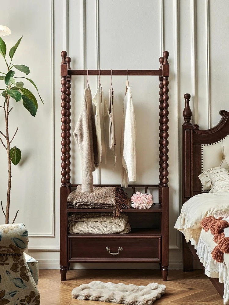 retro solid wood coat rack, medium and ancient style entry, floor-to-ceiling hanger in the bedroom, clothes artifact by