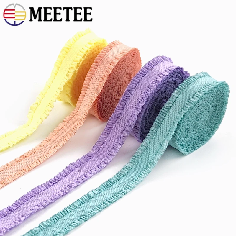 

10-30Yard 13mm Rubber Bands Double Ruffle Elastic Band Underwear Bra Strap Belt Garment Lace Stratch Tape DIY Sewing Accessories