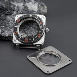 NH35 Square Cases Japan 20ATM Waterproof Silver Replace Watch Case Fit NH35 NH36 Japan Automatic Movement Men Diving Watch Case
