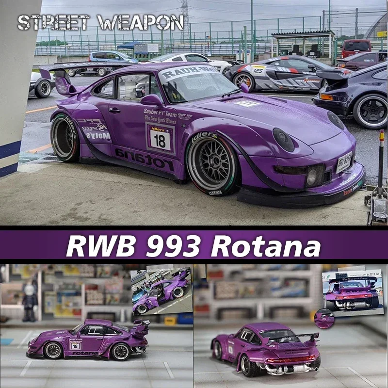 SW 1:64 RWB 993 Rotana Race Track Diecast Diorama Car Model Collection Street Warrior