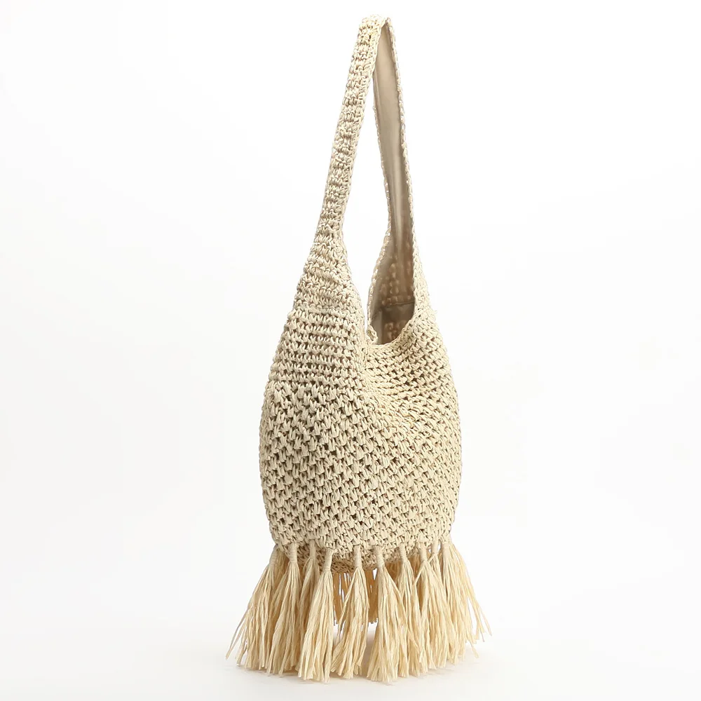 Fashion Tassel Straw Bags Rattan Weave Women Handbags Designer Luxury Handmade Paper Shoulder Crossbody Bags Summer Beach