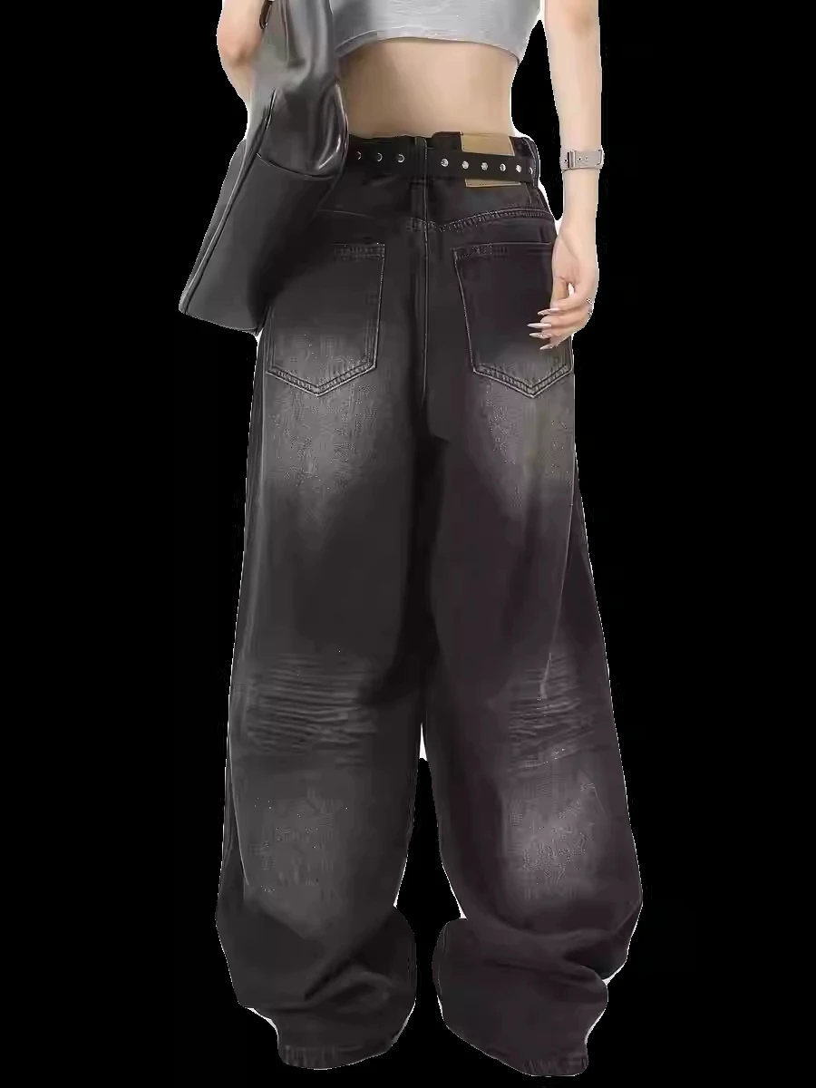 Femmes noir gothique Y2k Emo Baggy jean Harajuku Vintage petit ami Denim pantalon japonais années 2000 Style surdimensionné jean pantalon 2025