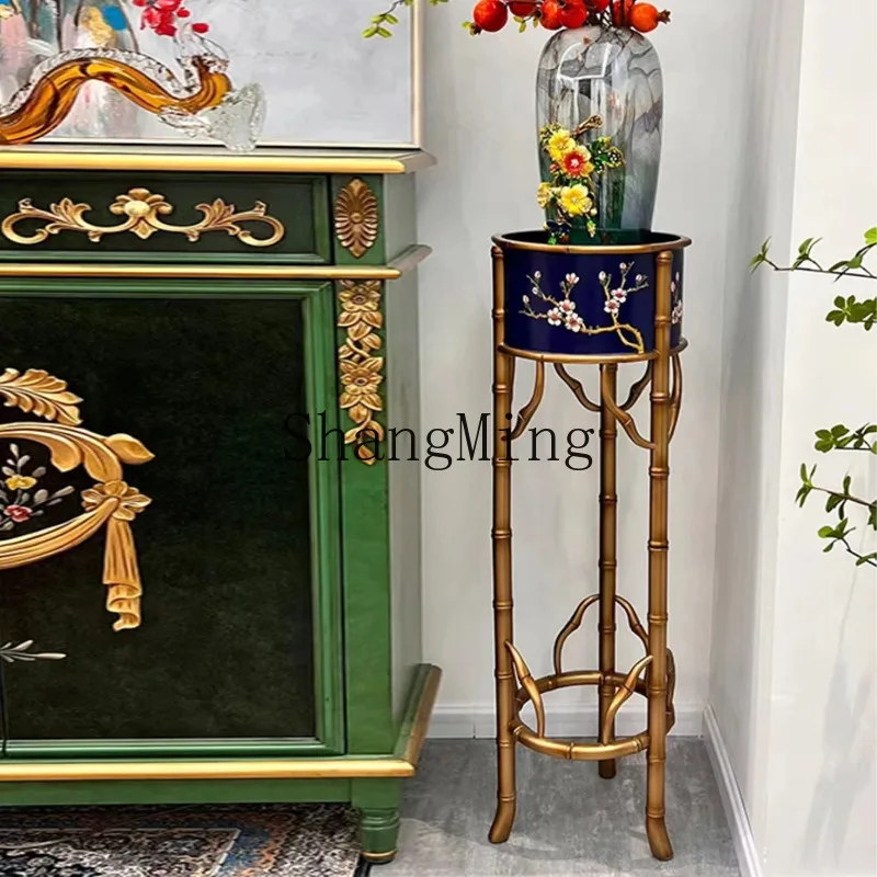 

CL Furniture Bamboo Peace and Joy Vase Rack Villa Gold Blue Storage Rack High-end Floor Rack