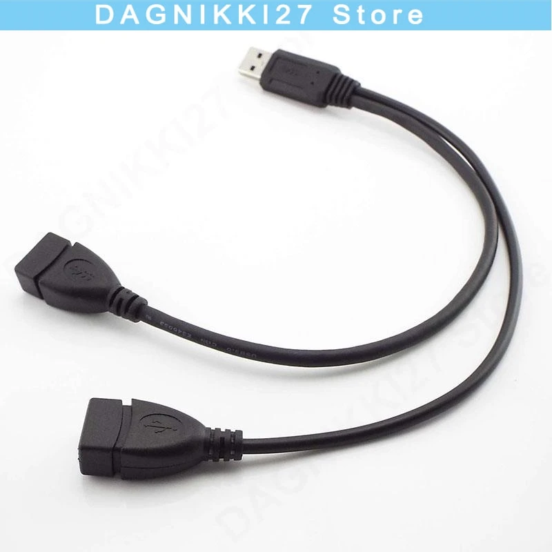 USB 3.0 Female to Dual Male Extra Power Data Y Extension Cable Line Wire With Supply for 2.5-inch Mobile Hard Drives