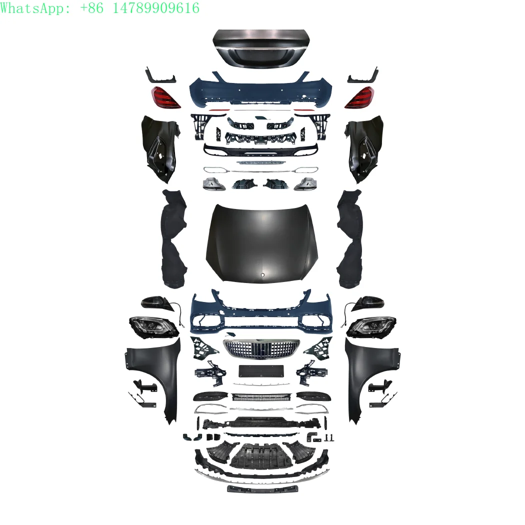 Car Bumper W221 Upgrade to 2020 W222 Facelift for  S Class W221 2006-2012 Body Kit with Headlight Taillight Grille Hood