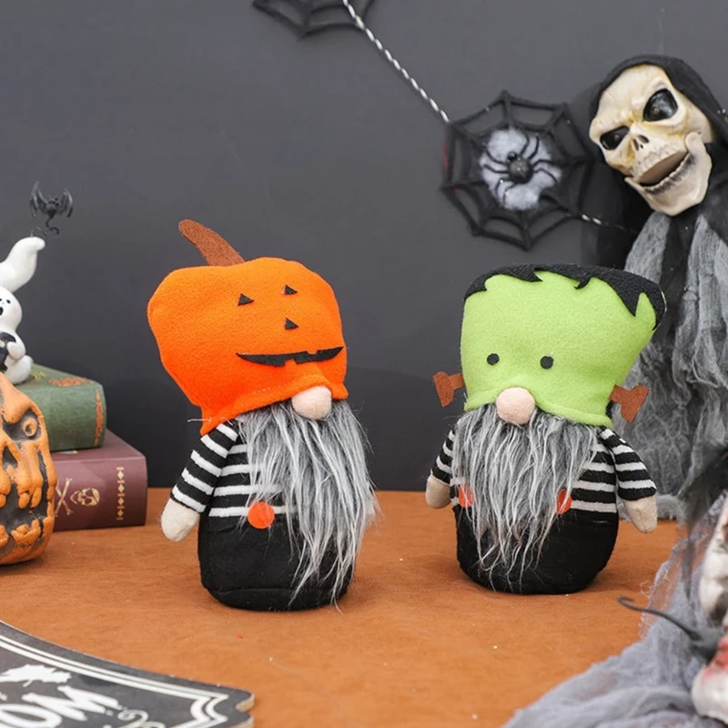 Halloween No Face Old Dwarf Plushie Dolls with Pumpkins Hat Gnomes Ornament