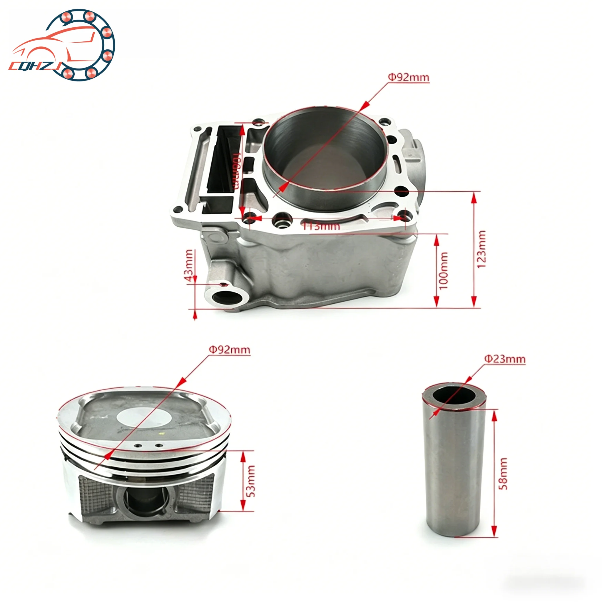CQHZJ 92mm Motorcycle Cylinder Block Gasket Pad Piston Pin Ring Kit For Polaris 500 UTV ATV Engine Parts