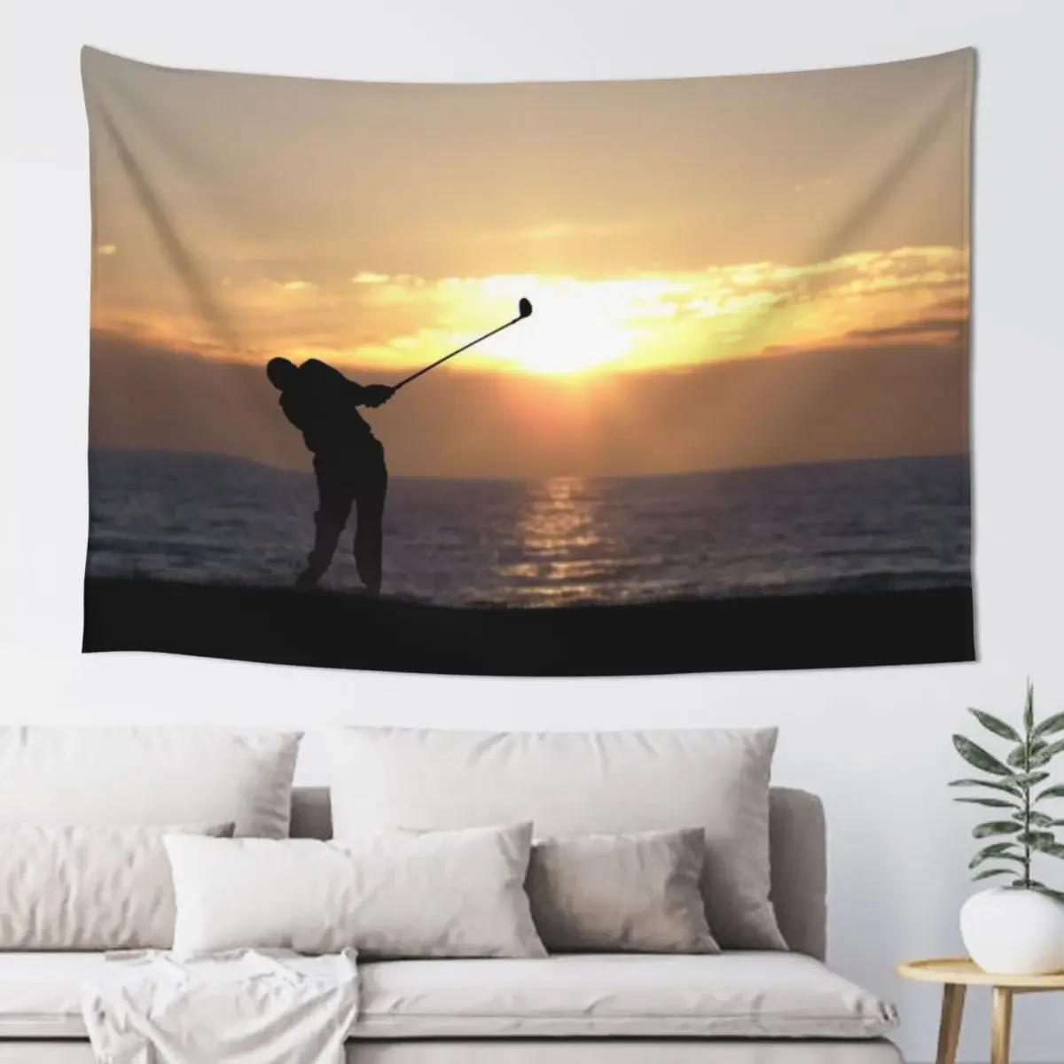 

Playing Golf At Sunset Tapestry Wallpaper Bedroom Decor For Room Tapestry