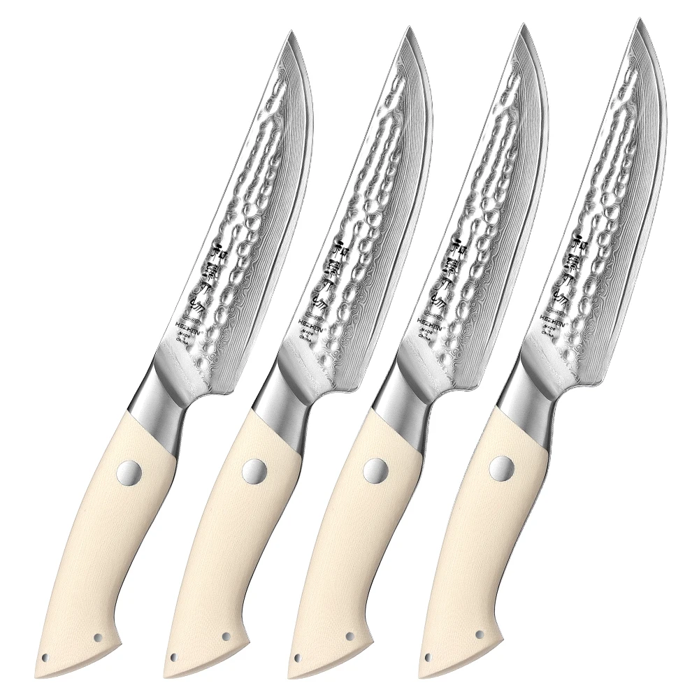 HEZHEN 4PC Steak Knife Set 67 Layers Damascus Steel Stainless Steel Cook Knife for Meat Sharp Kitchen Knife