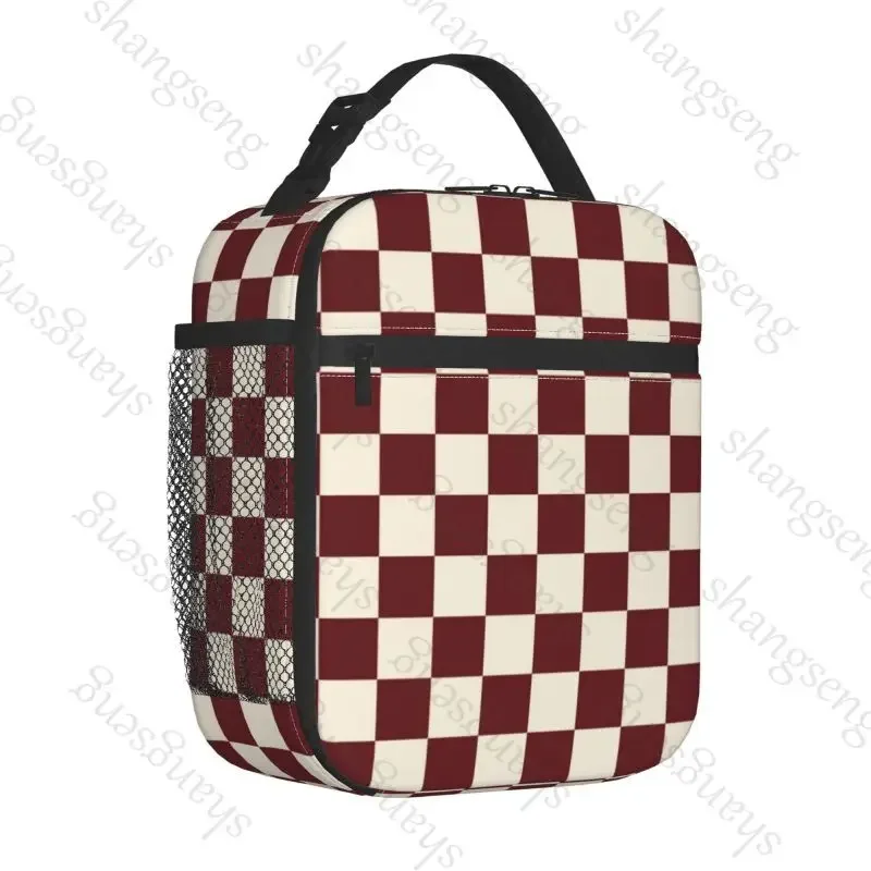 Lunch Bag insulated bag,student thickened waterproof Outdoor Travel Ice Pack, Picnic Bag Checkerboard colored squares