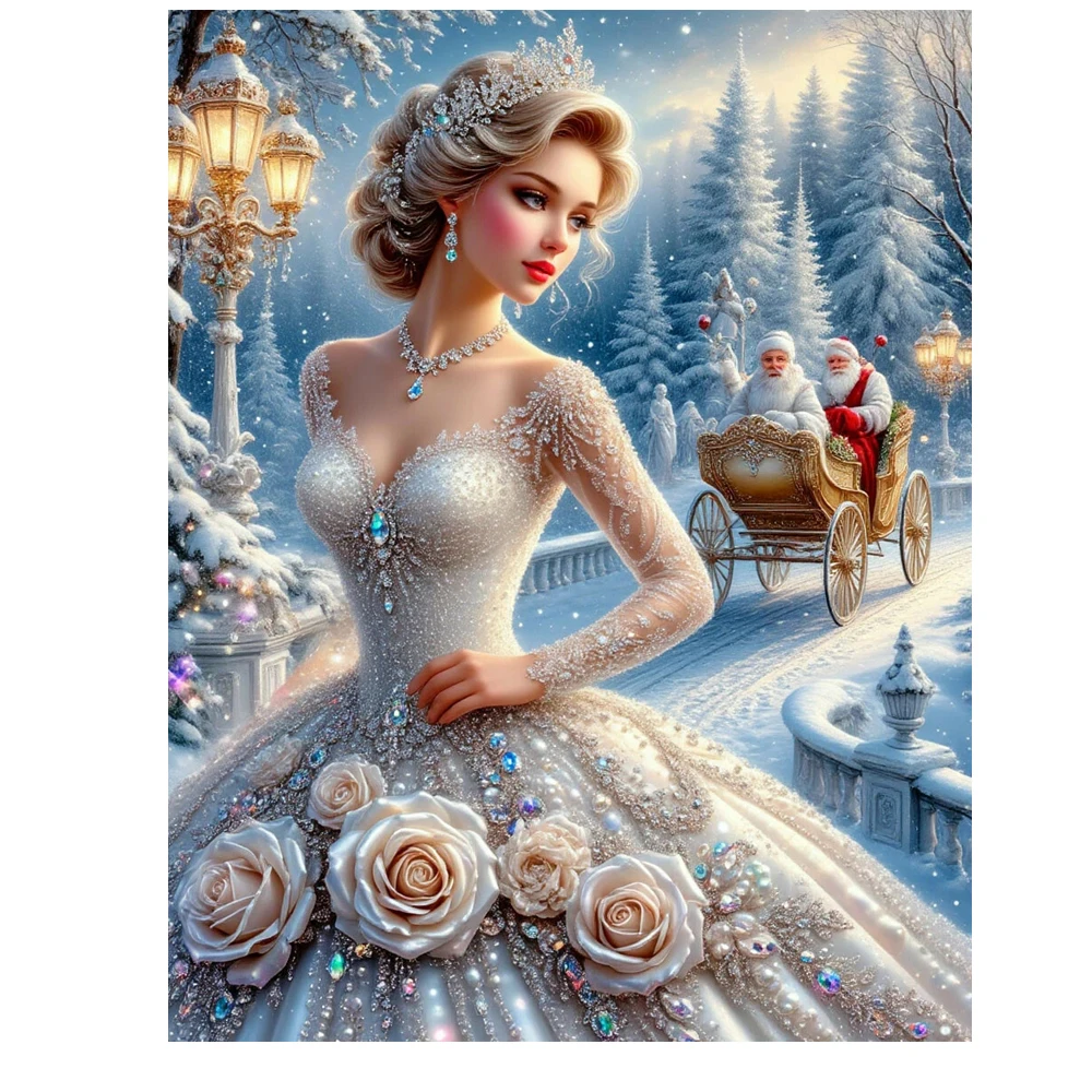 5D Diy Diamond Painting Beautiful Snow Princess Woman Flowers Full Mosaic Rhinestone Embroidery Cross stitch Kits Home Decor