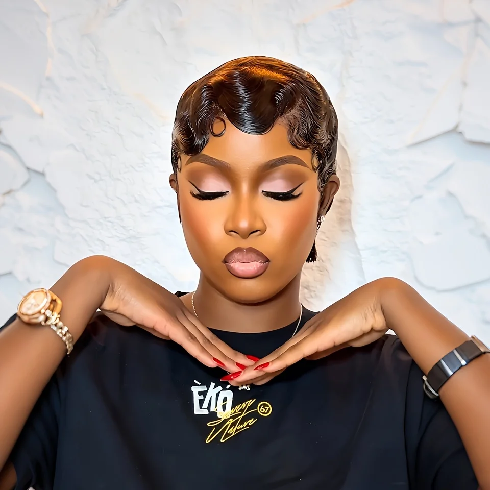 

13x4x1 Т-образный кружевной фронтальный глубокий вьющийся парик с пальцем Ocean Wave Remy Перуанский парик из человеческих волос для женщин 150% Плотность Черный