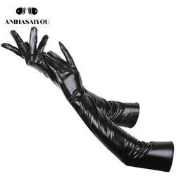 New patent leather long gloves women sexy coated gloves color bright leather Gloves steel pipe stage performance gloves-1301