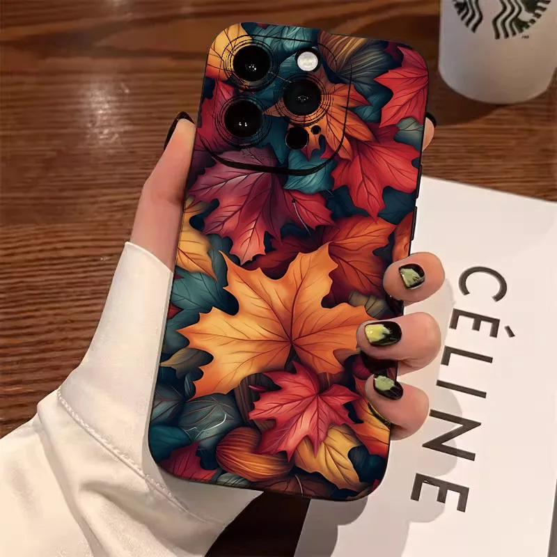 Autumn Maple Leaves Pattern Phone Case for Xiaomi Poco X7 Pro Cases Poco M6 Pro 4G X6 X5 X3 F7 F5 F6 Silicone Soft Cover Fundas