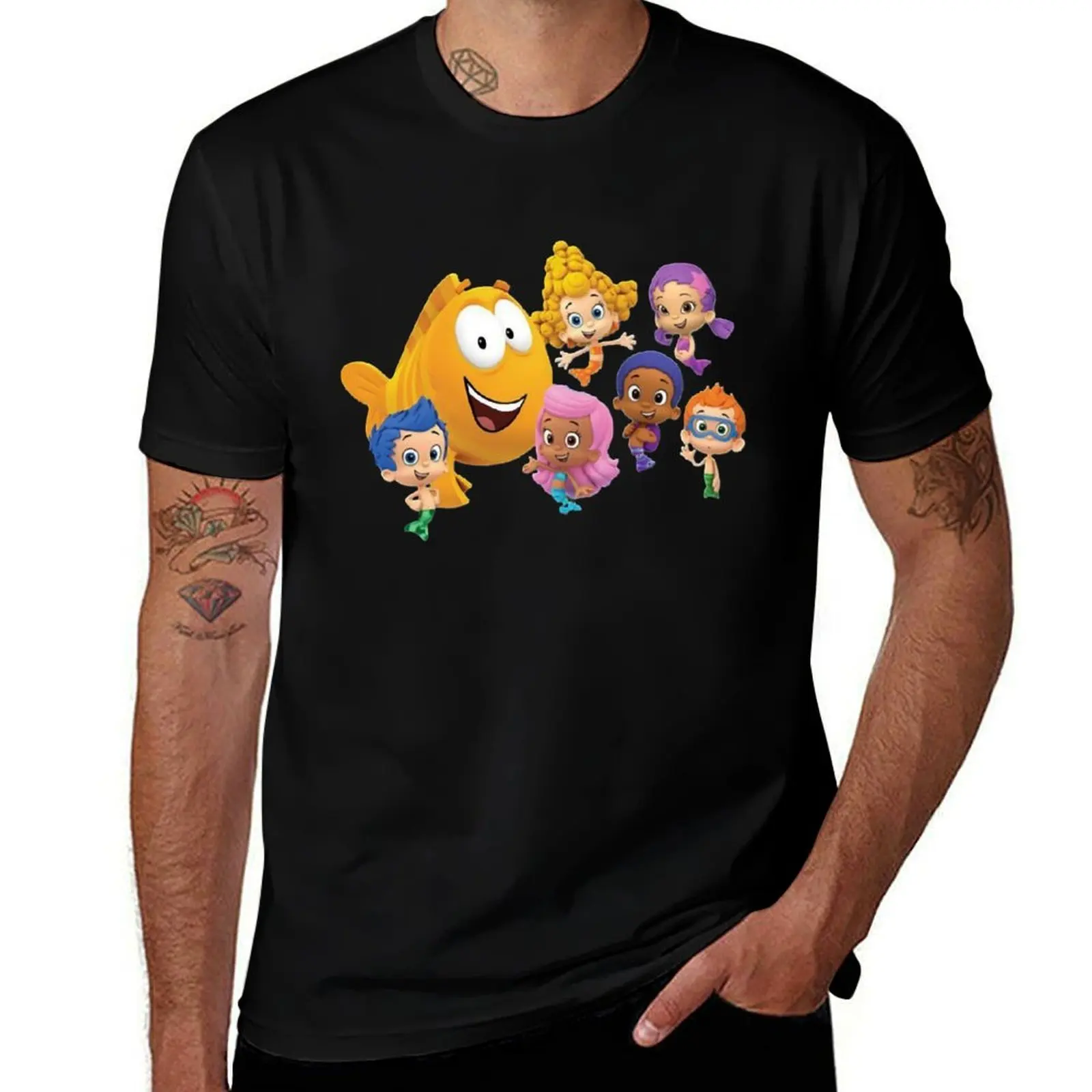 Day Gift Happy Cartoon Bubble Guppies Christmas T-Shirt t shirt men 100% cotton luxury brand T-Shirt