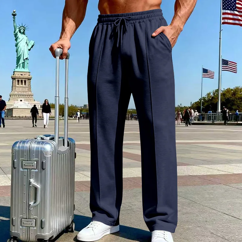 Men's Spring and Autumn Small Twill Sports Casual Pants Straight Casual Pants
