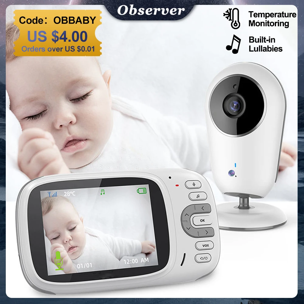 3.2 Inch LCD Screen Temperature Monitoring Two Way Voice VOX Auto IR Night Vision Babyphone Camera Sleep Baby Monitor VB609