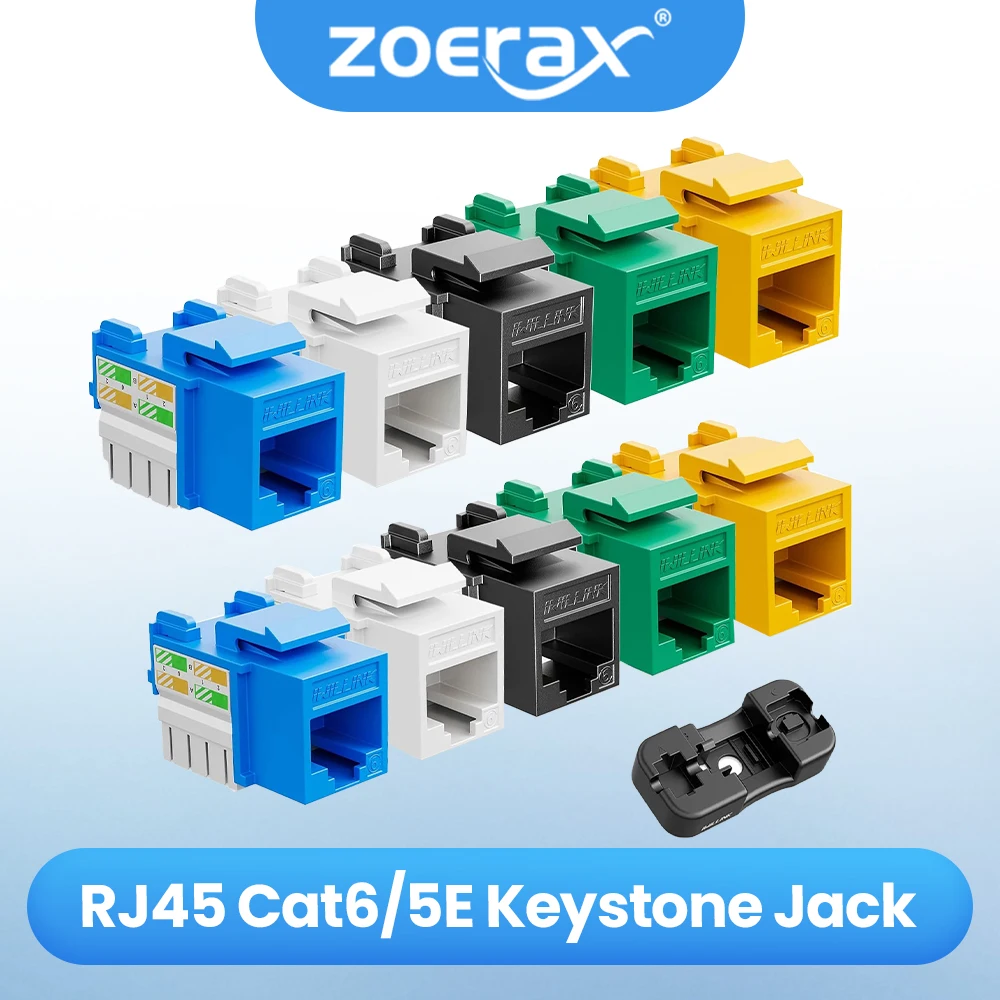 ZOERAX Cat6 Keystone Jack RJ45 Keystone Jack and Keystone Punch Down Stand,90-Degree Jack(Not compatible with Patch Panel)