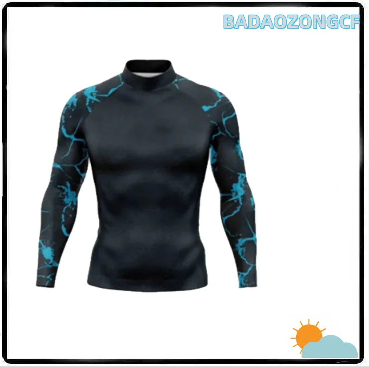Men's Long Sleeve Swim Shirts Sun Protection Quick Dry T-Shirt Athletic Workout Running Tops Shirts