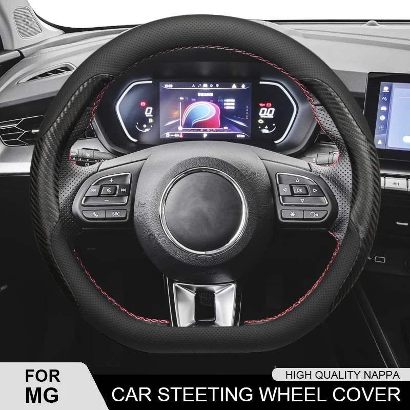 

Leather Car Steering Wheel Cover Non Slip For MG GT ZS ZR HS GS MG 3 5 6 7 ES5 RX5 RX8 EHS EZS EV ONE Auto Interior Accessories