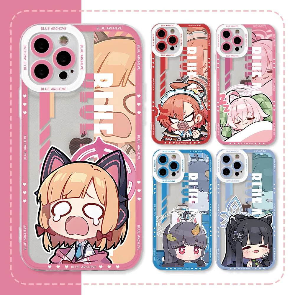 Cute Blue Archives Phone Case for Apple iPhone 17 Air 16 15 14 Plus 13 12 11 Pro Max Border printing Soft Transparent Cover