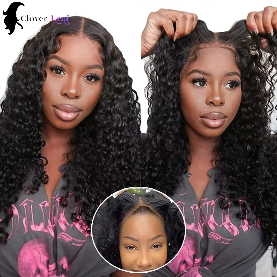 24inch Glueless Wigs Human Hair Deep Wave Wigs 100% Human Hair Ready To Wear 4x4 Curly Wig Brazilian Transparent Lace Front Wigs