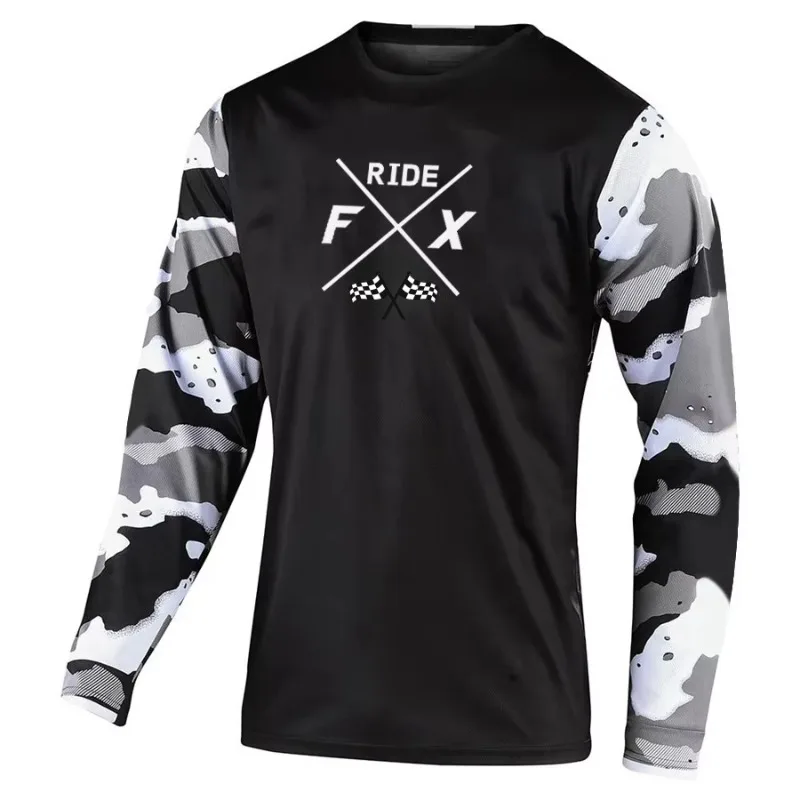 دراجة نارية ركوب سباق السيارات قميص طويل الأكمام الرجال والنساء تي شيرت على الطرق الوعرة الرياضة عادية تنفس التجفيف السريع الملابس