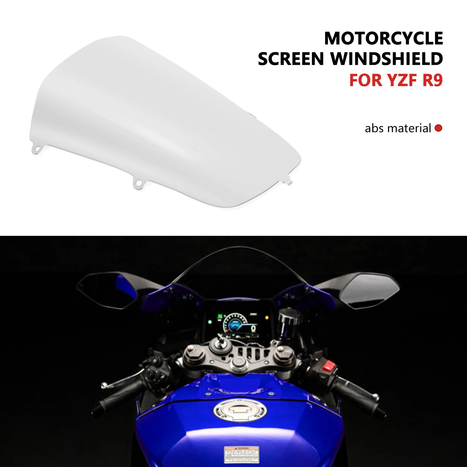 

For YZF-R9 2025 YZFR9 2025 YZF R9 Motorcycle Touring Sport WindScreen Windshield Visor Deflector