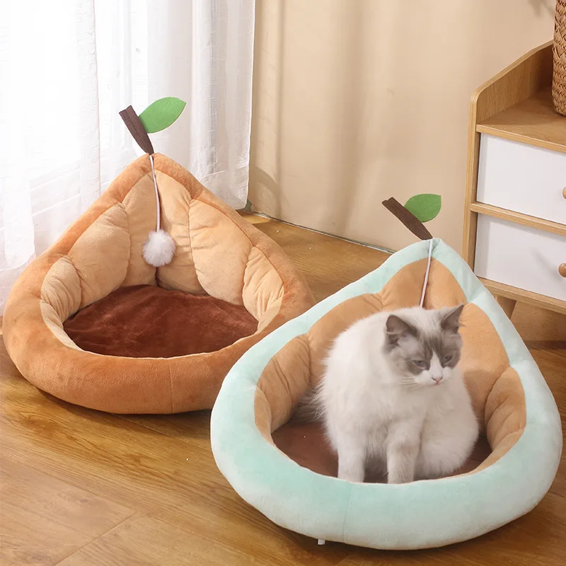 

New avocado-shaped pet sleeping bed soft and warm cat soft bed home comfortable and skin-friendly cat cushion