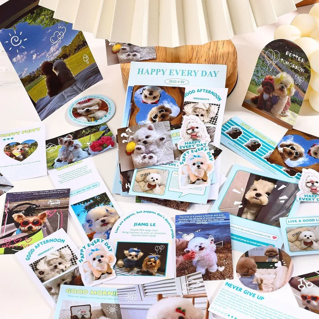 50개 귀엽고 사랑스러운 강아지와 고양이 일상 그래피티 스티커 헬멧 자전거 핸드 어카운트 데칼 블링블링스티커스 스토어