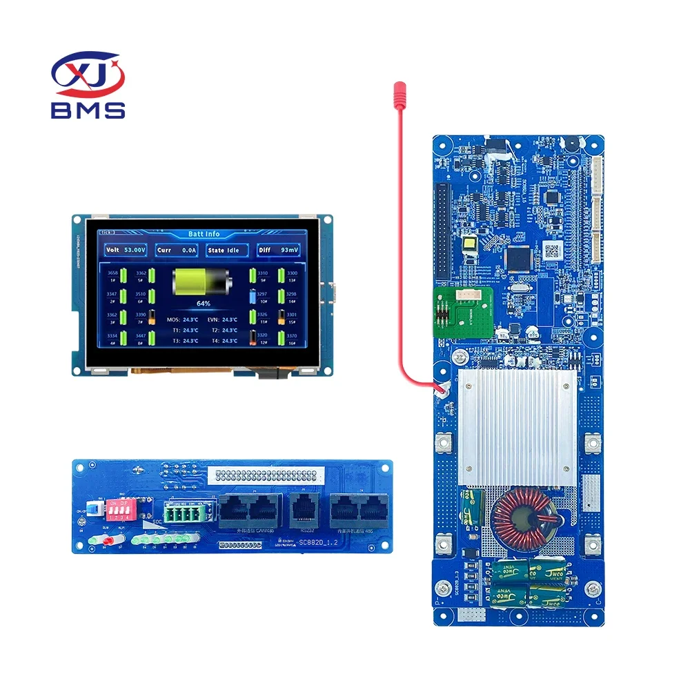 XJ Smart BMS 16S 48V 200A Battery Management System RS232 RS485 CAN LCD Customization Energy Storage Lifepo4 BMS