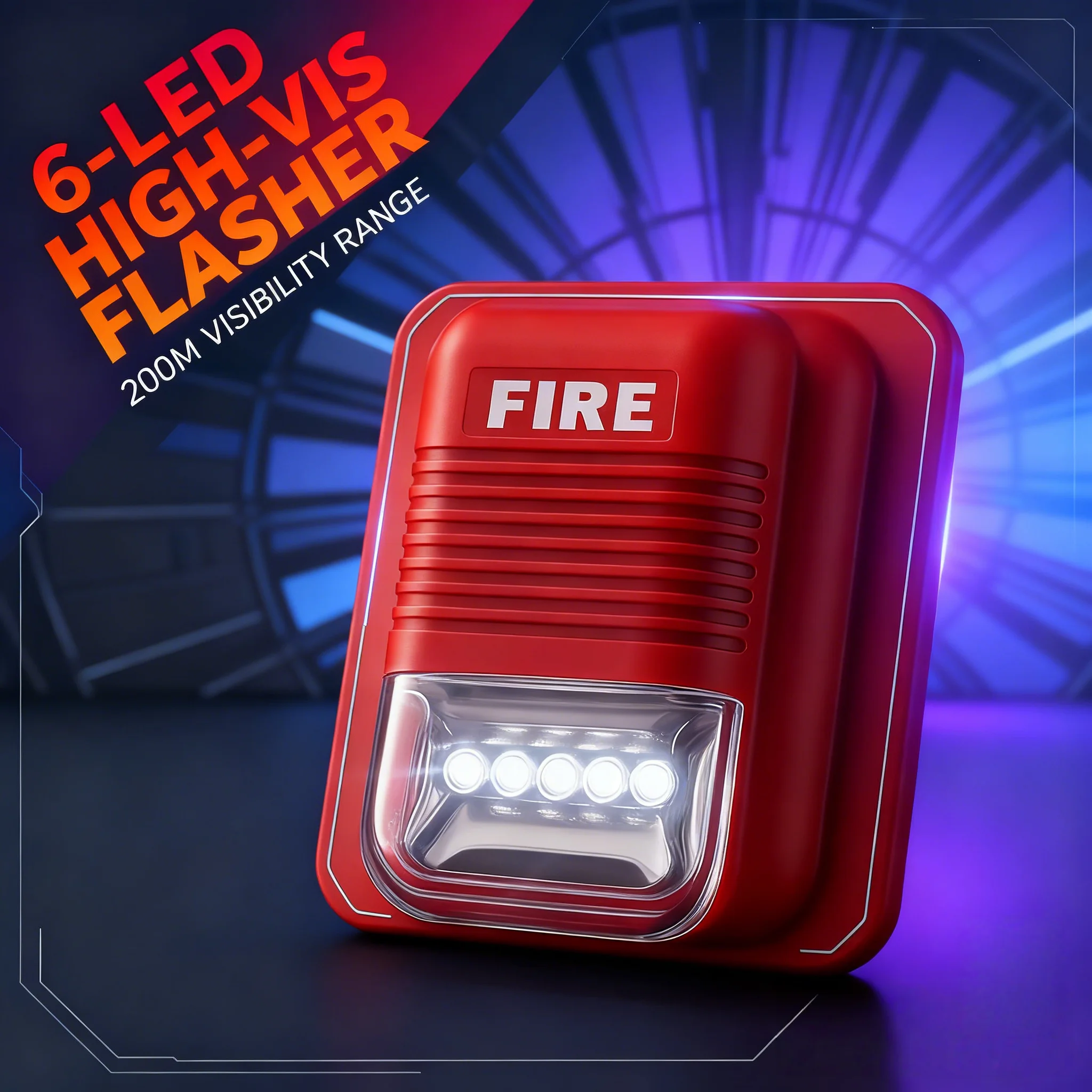 

Wide Voltage DC9-24V Fire Strobe Siren, 125×125mm Compact 3 Tones 110-120dB for Security Engineering