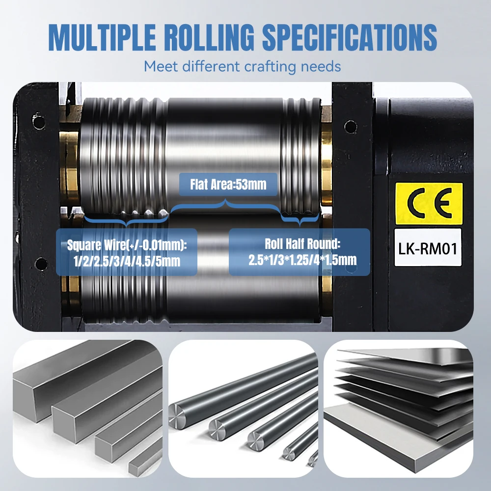 Black Rolling Mill Machine 110MM Jewelry Making Tool Goldsmith Gold Silver Metal Flat & Wire Combination Rolling Mill LK-RM01A