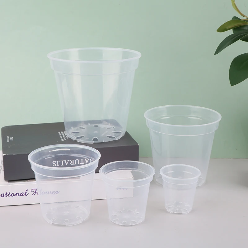 รอบหม้อชาวไร่Orchidเนอสเซอรี่คอนเทนเนอร์ชาวไร่คอนเทนเนอร์โปร่งใสเริ่มต้นหม้อตกแต่งสวน