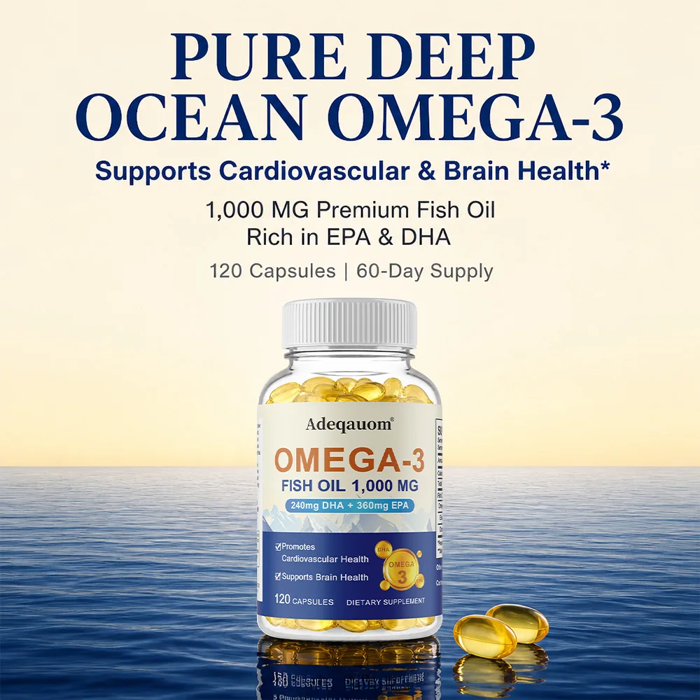 Omega 3 Fish Oil Softgels with EPA & DHA, Nutritional Support for Brain Heart Joint Skin Cardiovascular & Immune System Wellness