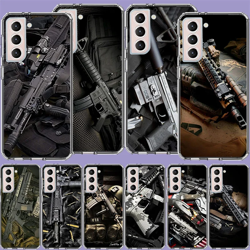 The Military Weapon Phone Case For Samsung Galaxy S24 S22 Ultra S21 S23 FE S20 S10 S9 S8 Plus S10E S7 Edge Cover Shell Coque