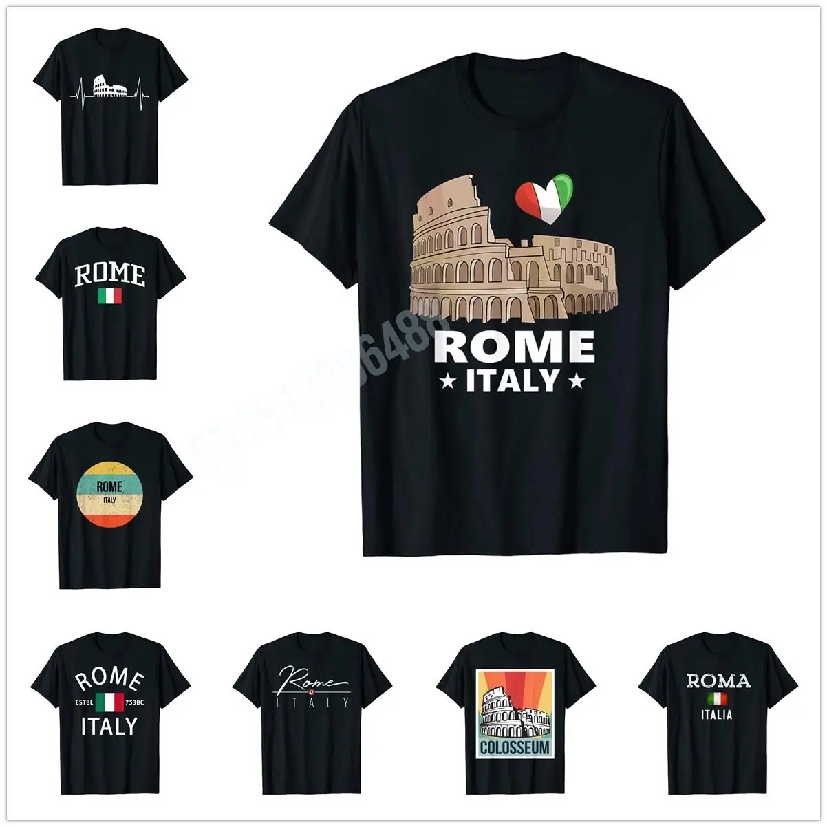 Mehr Design Rom Rom Italien italienisches europäisches Kolosseum Vintage T-Shirt Karte für Männer Frauen T-Shirt Tops Baumwolle T-Shirts