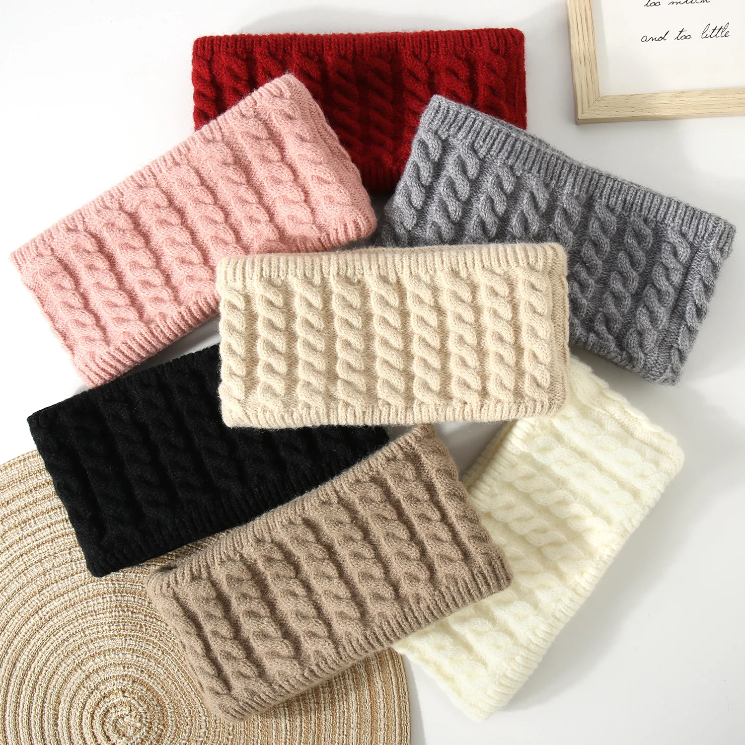 2026 Women Fleece Lined Knitted Headband Winter Warm Cable Knit Ponytail Beanie Hat Thermal Ear Warmer Hairband Outdoor Headwear