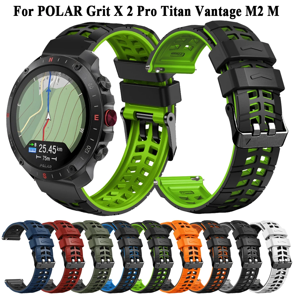 22mm Wrist Strap For POLAR Grit X 2 Pro/Titan Soft Silicone Sport Watch Band For Polar Vantage M M2 Replacement Watchband Correa