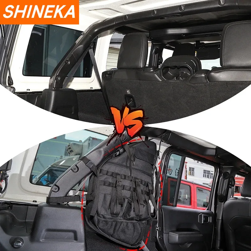 SHINEKA Car Trunk Side Door Roll Bar Storage Bag Tool Bags Multi-Pockets Cargo Organizers For Jeep Wrangler JK JL 2007-2023