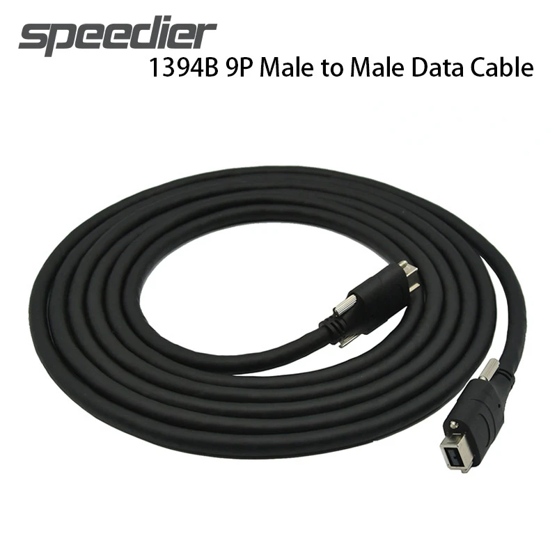 

1394B Industrial Camera Data Cable CCD Firewire 9PIN Male to Male With Locking Screws Shielded Signal High Flex 1394 800 Cable