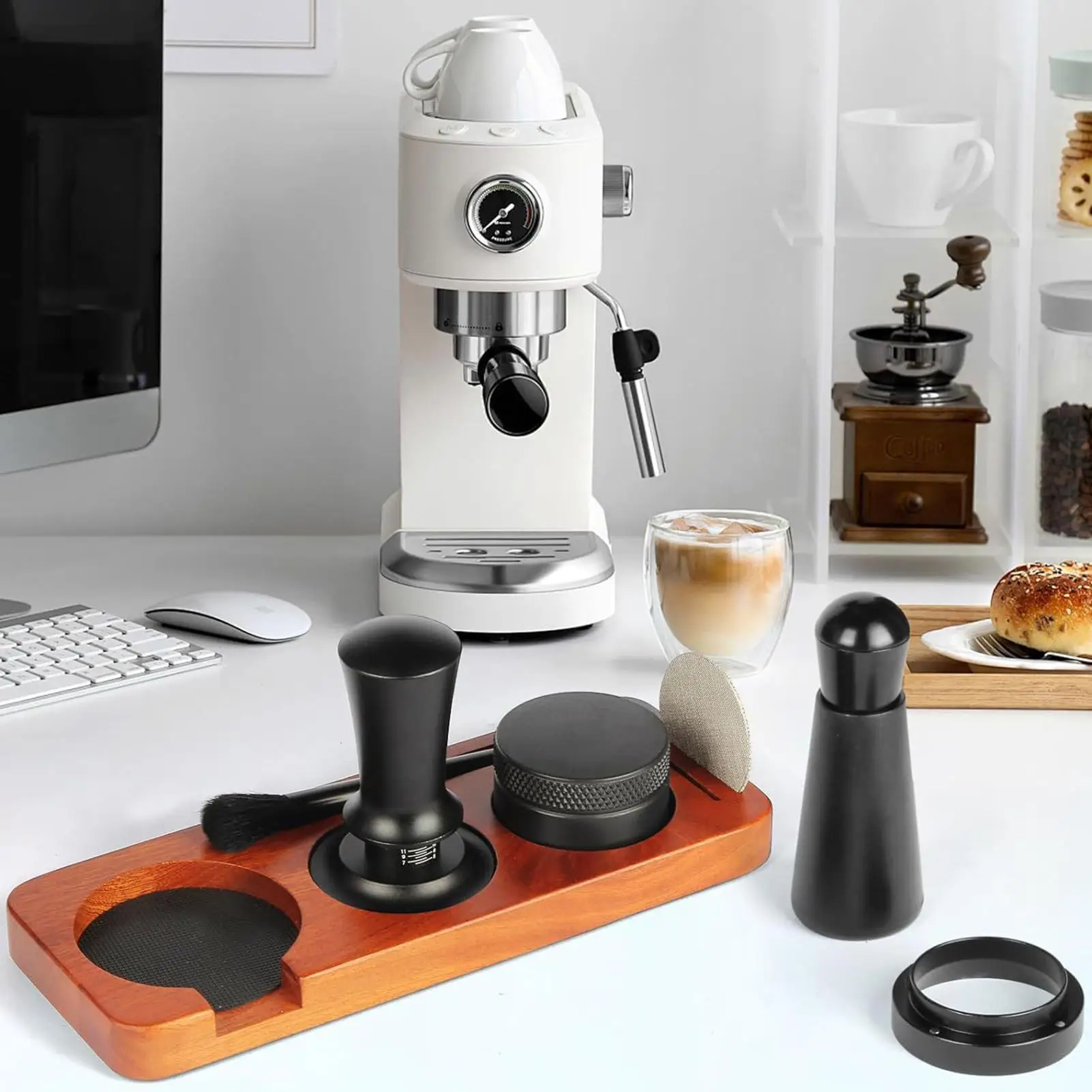 Kit de tamper com sete peças, para portafiltro de 51 mm