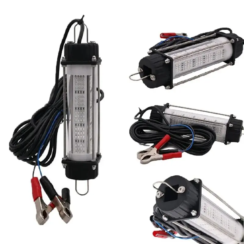 F-F LED Bait Submersible DC12V 120W Waterproof High-Power Fish Underwater White Lure Light Night Fishing Finder