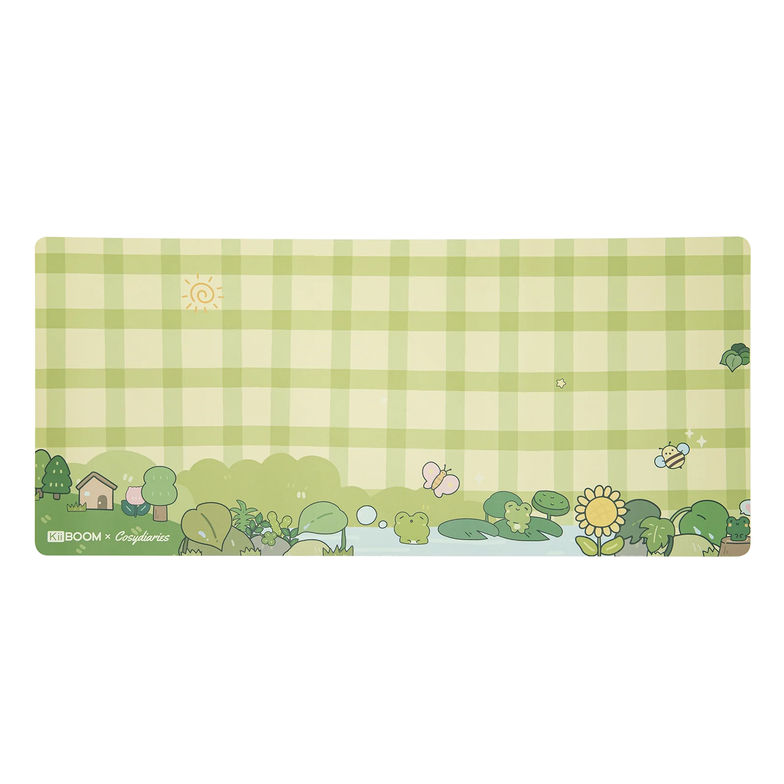 KiiBOOM X Cosydiaries Rainy Froggy Day Desk Mat 35.4'' X 15.7'' PU Leather Gaming & Office Pad for Keyboard/Mouse/Laptop