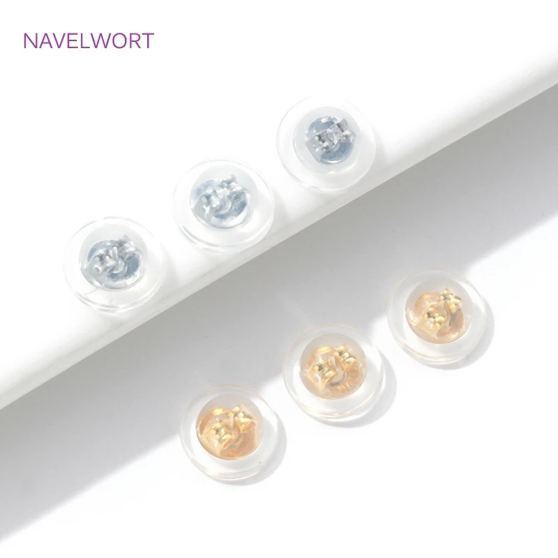 10/20/40Pcs Silicone Rubber Ear Back Stoppers For Studs 18K Gold Plated Rubber Ear Backs Stoppers For DIY Earring Jewelry Making