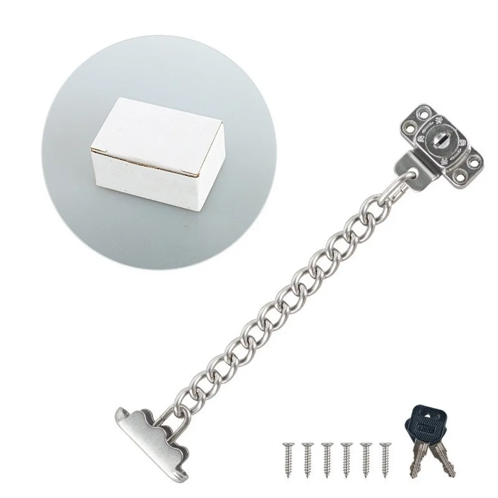 Stainless Steel Chain Window Lock for Aluminum and PVC Frames Easy Install Home Security Device 18.5x4.9x2.3cm Silver